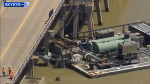 Pelican Island bridge reopens for evacuationonly after barge slams into span causing oil spill  KTRKTV Pelican Island bridge reopens for evacuationonly after barge slams into span causing oil spill  KTRKTV