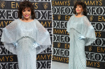 Joan Collins 90 sparkles on the Emmys 2024 red carpet in blue sequined gown  Page Six Joan Collins 90 sparkles on the Emmys 2024 red carpet in blue sequined gown  Page Six